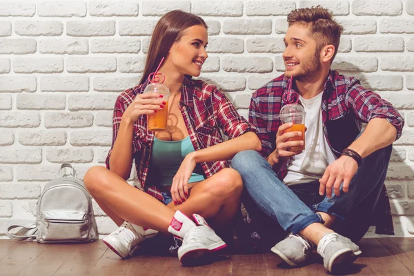 Stylish teenage couple — Stock Photo, Image