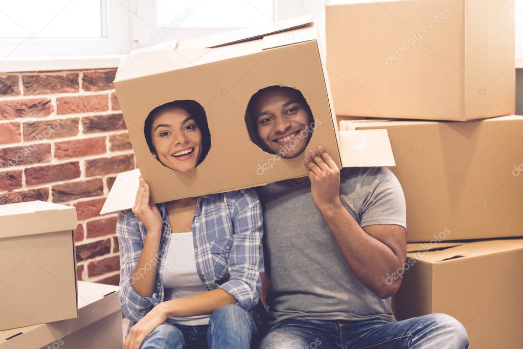 Young couple moving
