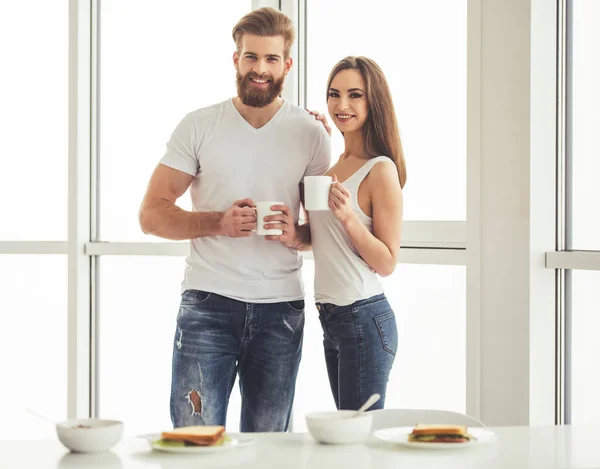 Couple having a breakfast — Stock Photo, Image