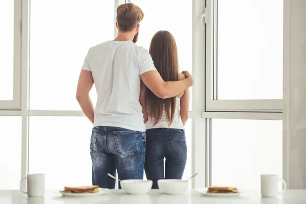 Couple having a breakfast — Stock Photo, Image