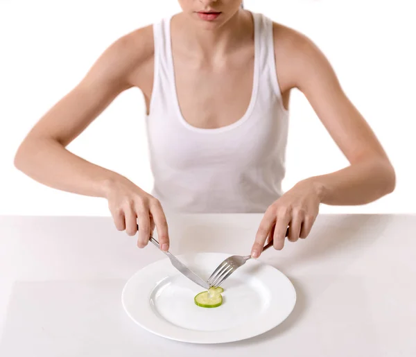 Niña manteniendo dieta — Foto de Stock