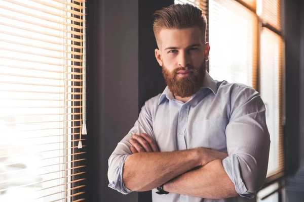 Guapo barbudo hombre de negocios — Foto de Stock