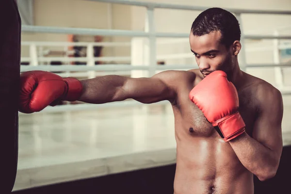 Boxeador afro-americano — Fotografia de Stock