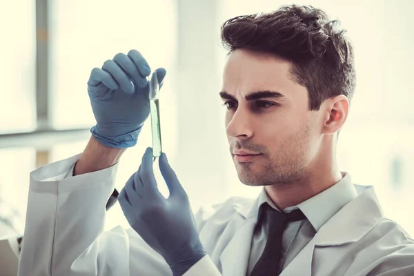 Handsome doctor in laboratory — Stock Photo, Image