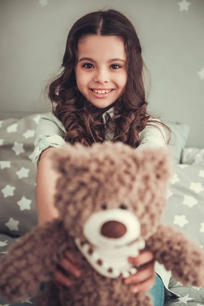 Beautiful schoolgirl at home — Stock Photo, Image