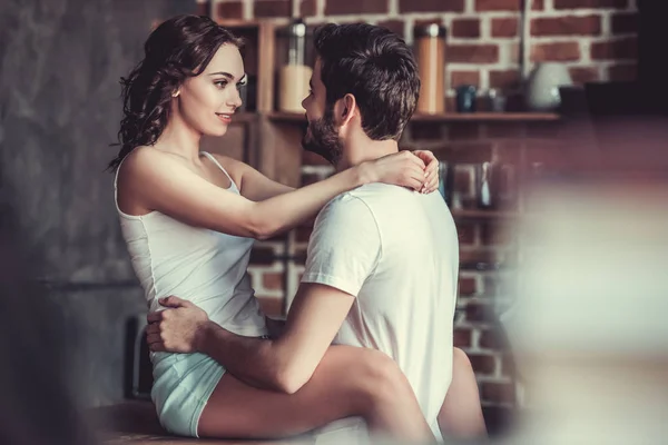 Couple in the kitchen — Stock Photo, Image