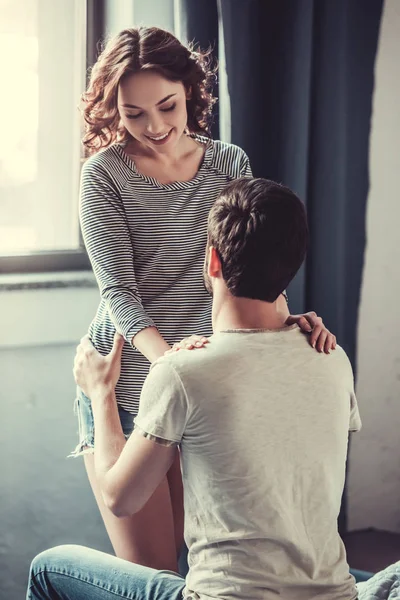 Couple in bedroom — Stock Photo, Image