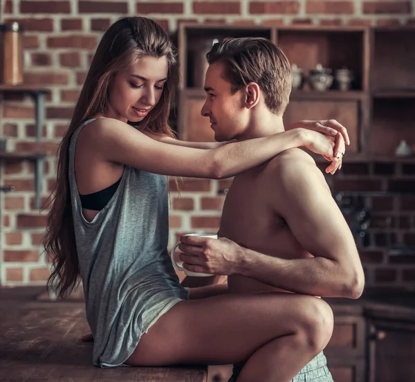 Loving couple at home — Stock Photo, Image