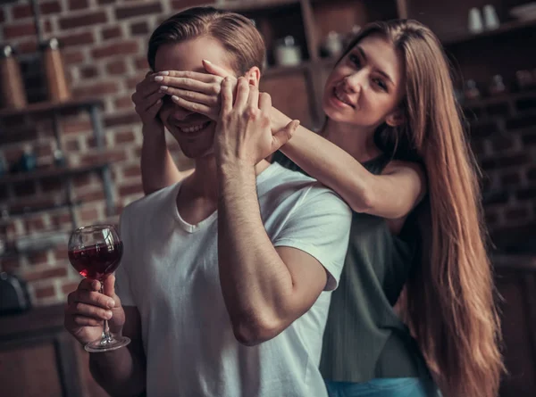 Loving couple at home — Stock Photo, Image