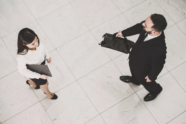 Top view of two business people at work — Stock Photo, Image