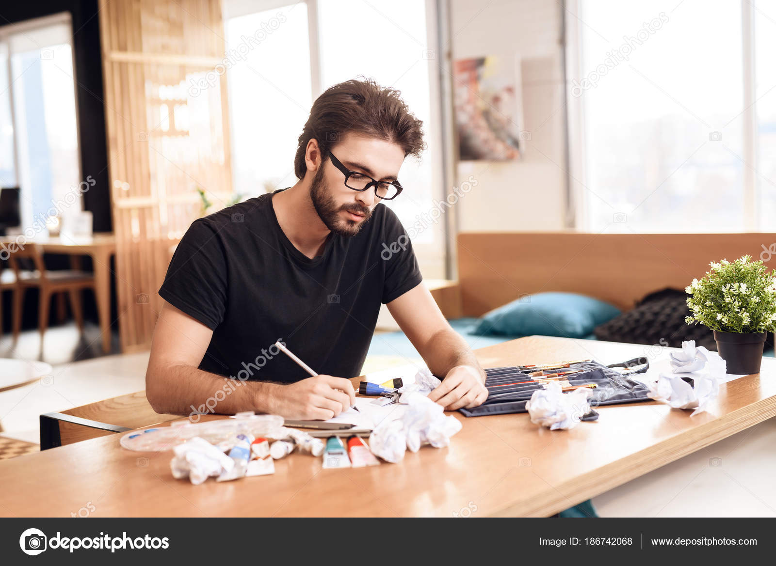 How To Draw A Person Sitting At A Desk Freelancer Man Drawing