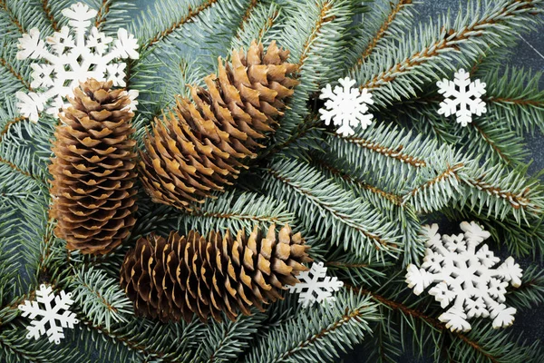 Fondo Navidad Año Nuevo Gran Rama Árbol Forma Con Conos — Foto de Stock