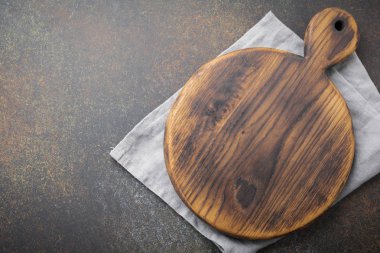 Kahverengi ahşap doku eski kesme tahtası ile. Arka plan. Üstten Görünüm.