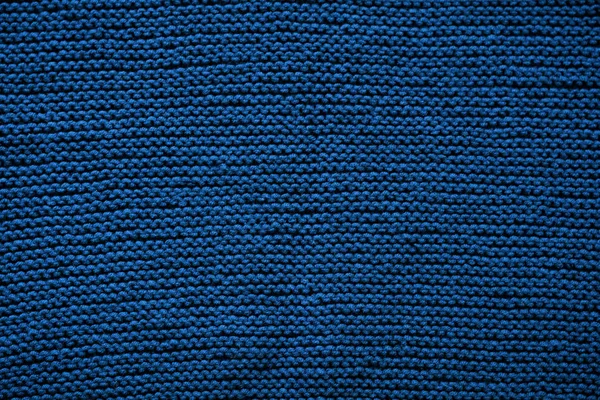 ブルーのインディゴ ニット ウール テクスチャ背景パターンの水平背景 選択と集中 平面図です コピー スペース — ストック写真