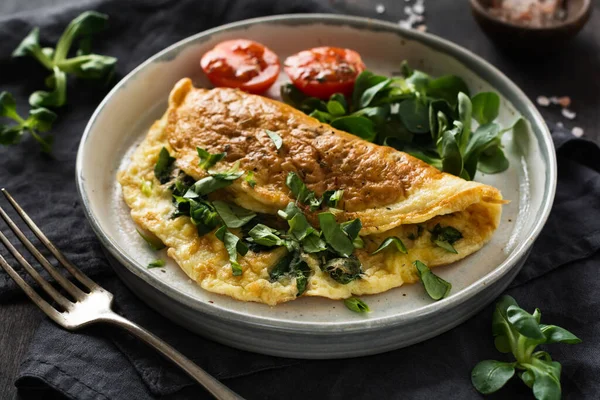 Tortilla Rellena Con Tomates Pimiento Rojo Queso Crema Maíz Lechuga — Foto de Stock