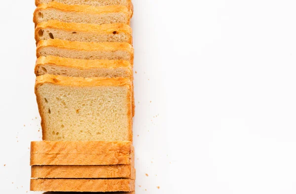 Toastbrot Scheiben Geschnitten Auf Weißem Hintergrund Draufsicht Flache Lage — Stockfoto