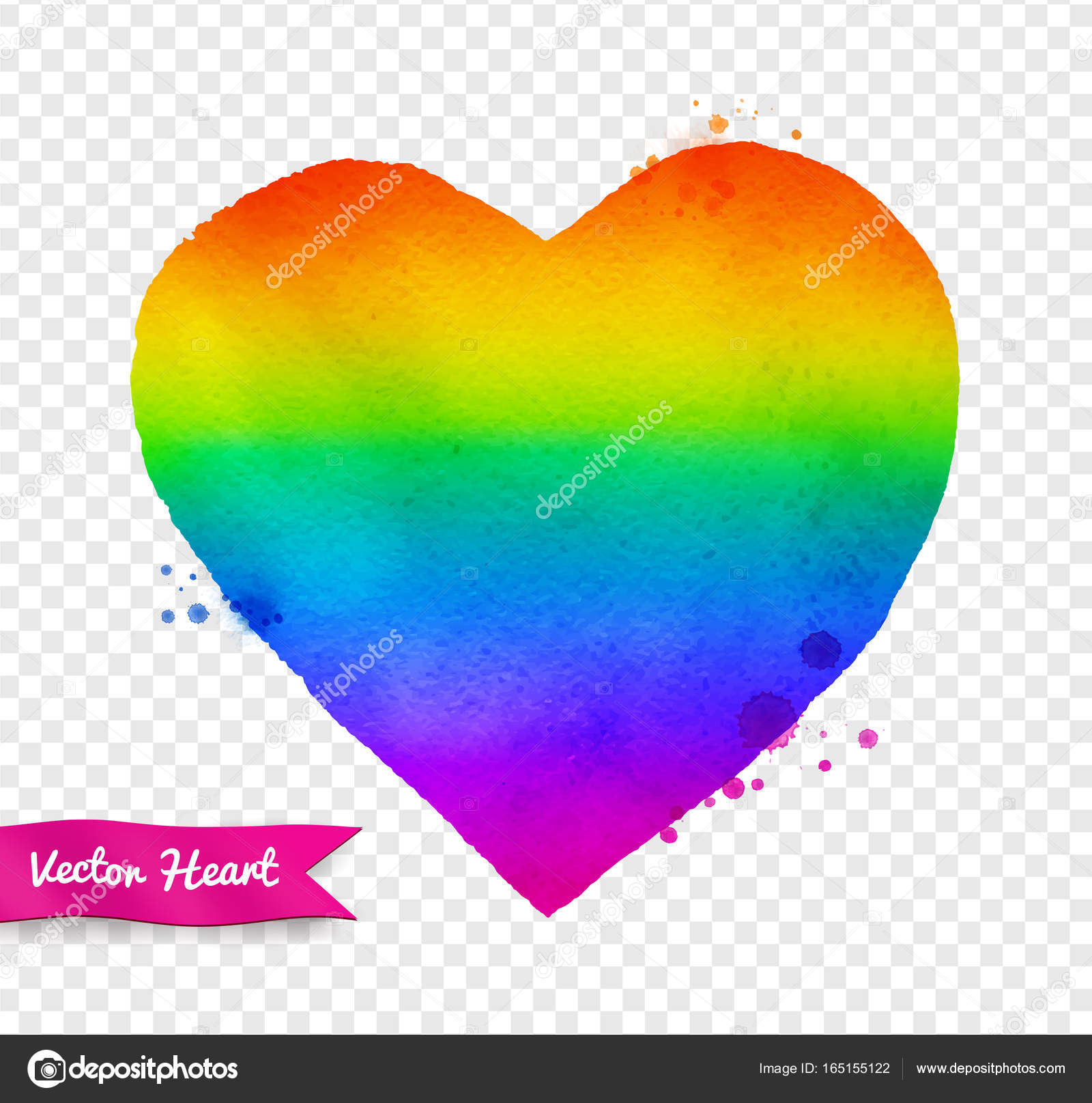 Abbozzo dell acquerello di arcobaleno colorato cuore — Vettoriale Stock