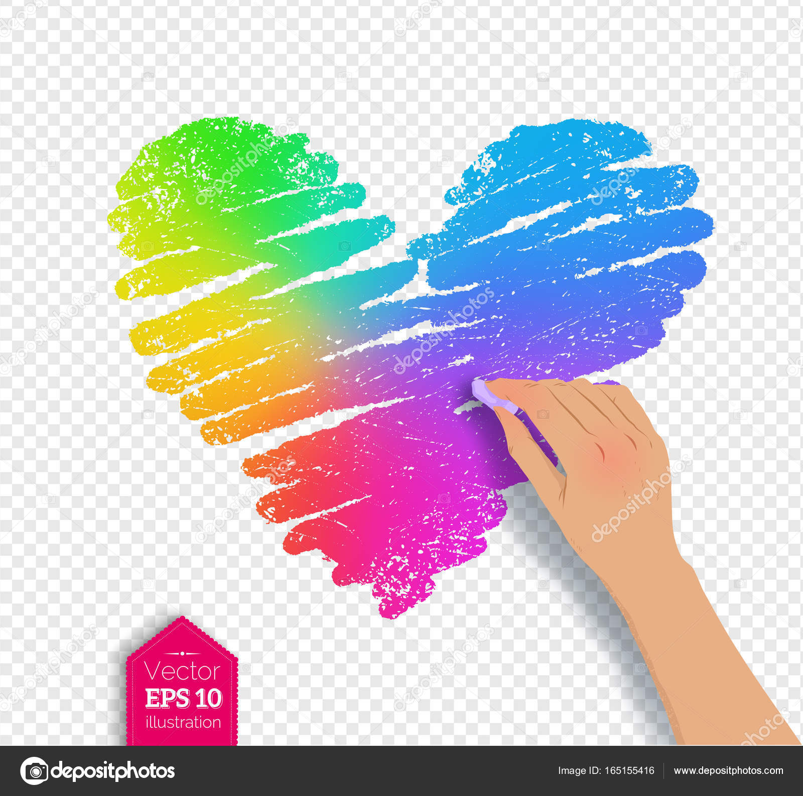 A mano disegno arcobaleno colorato cuore — Vettoriale Stock