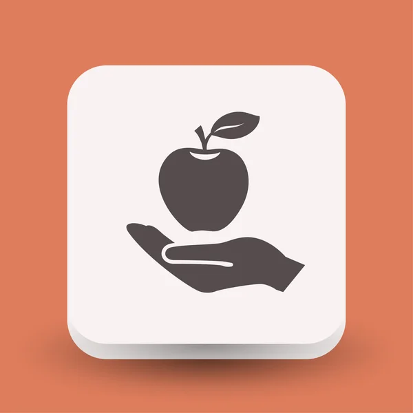 Pictograph of apple in hand. — Stock Vector