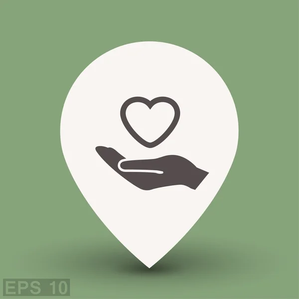 Εικονόγραμμα της καρδιάς στο χέρι — Διανυσματικό Αρχείο