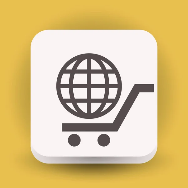Globe in shopping cart  icon — Stock Vector