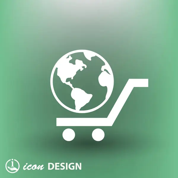 Världen i shopping cart ikonen — Stock vektor