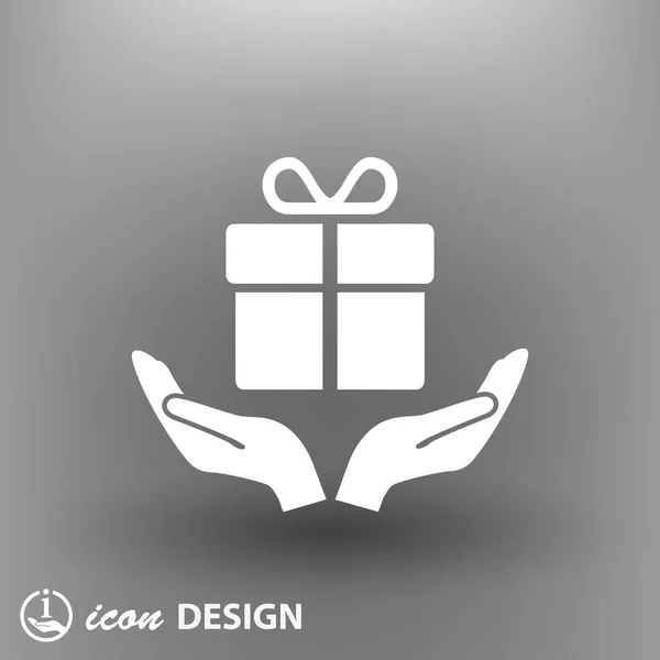 Boîte cadeau sur l'icône mains — Image vectorielle