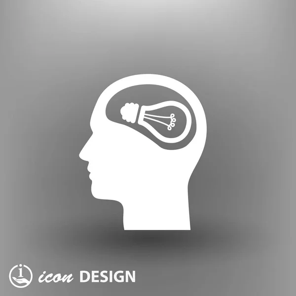 Pictograma de lâmpada e ícone de conceito de cabeça — Vetor de Stock