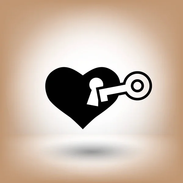 Ikony Symbols serca z kluczem — Wektor stockowy