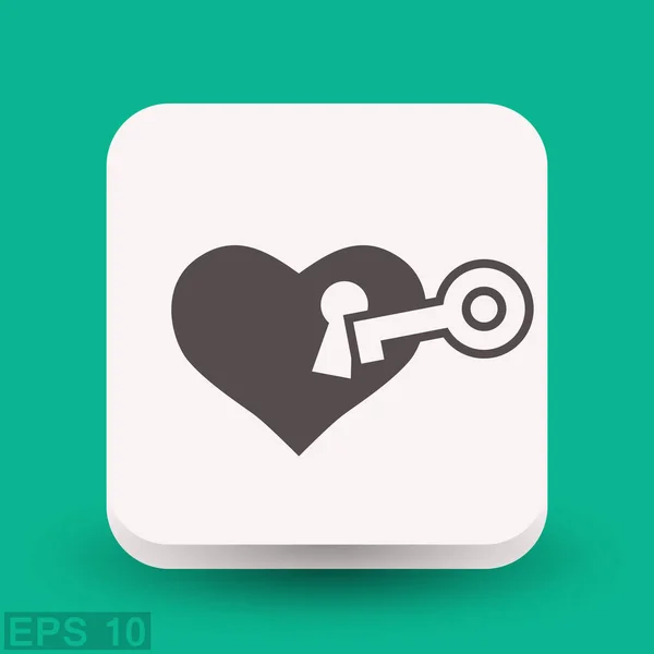 Pictograph of heart with key — Stock Vector