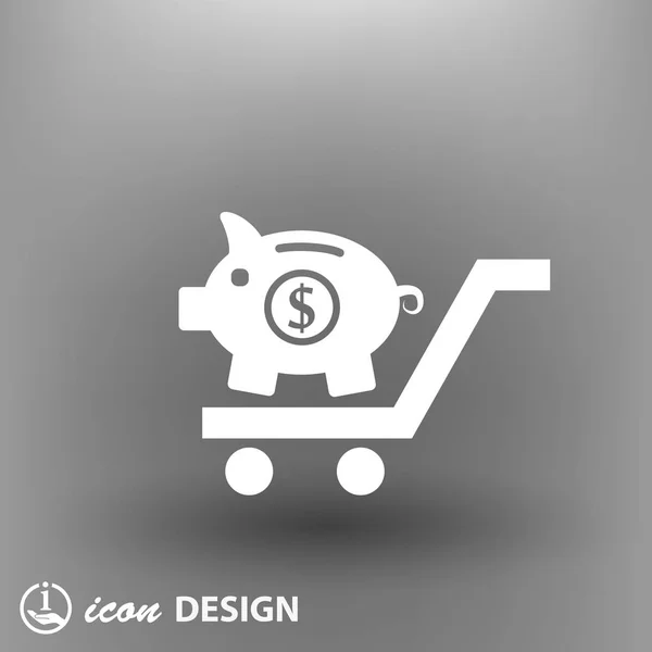 Moneybox on shopping cart icon — Stock Vector