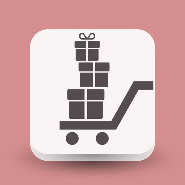 Gift boxes on shopping cart icon — Stock Vector