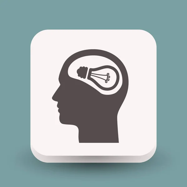 Ikona ikony koncept žárovka a hlavy — Stockový vektor