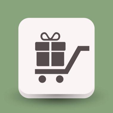 alışveriş sepeti simgesi üzerinde hediye kutusu