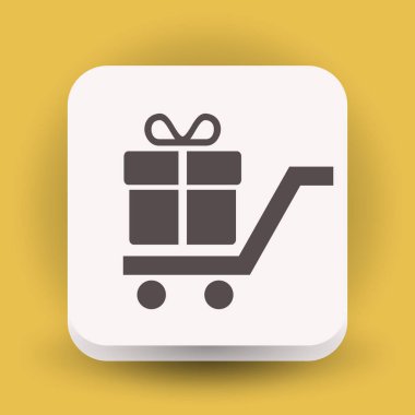 alışveriş sepeti simgesi üzerinde hediye kutusu