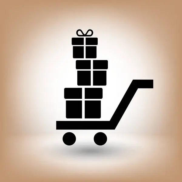 Gift boxes on shopping cart icon — Stock Vector