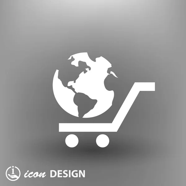 Globe in shopping cart  icon — Stock Vector