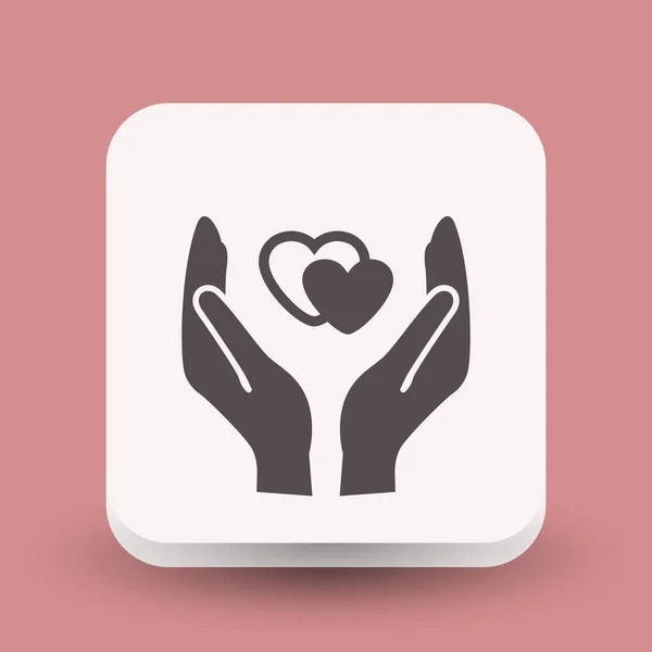 Pictograph voor hearts in handen — Stockvector