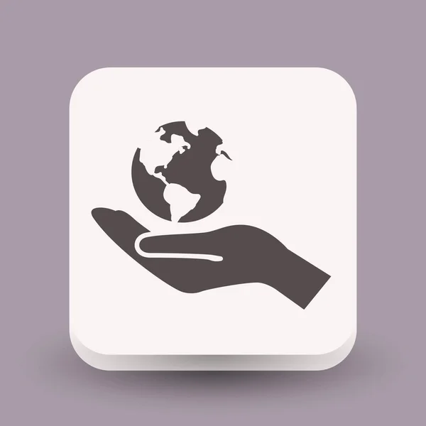 Globe dans la main icône — Image vectorielle