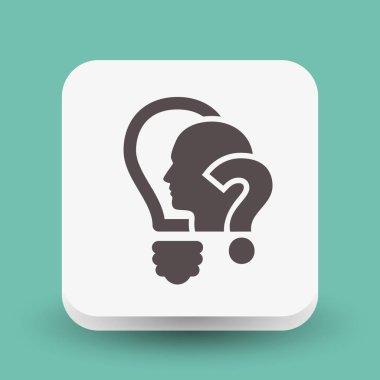 Soru işareti, lamba ve adam simgesi