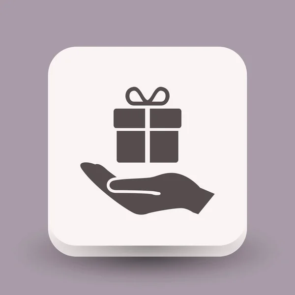 Caja de regalo en icono de mano — Archivo Imágenes Vectoriales