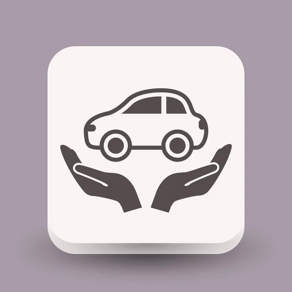 Pictograph of car in hands — Stock Vector