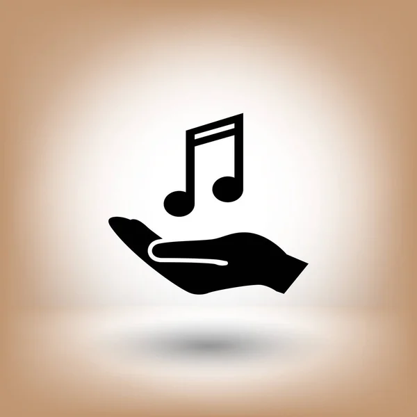 Pittogramma della nota musicale in mano umana — Vettoriale Stock