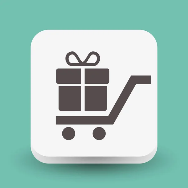 Presentförpackning på shopping cart-ikonen — Stock vektor