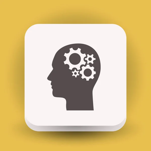 Gears in head icon — Stock Vector