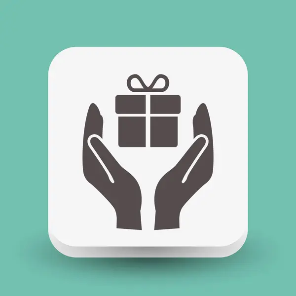 Gift box on hands icon — Stock Vector