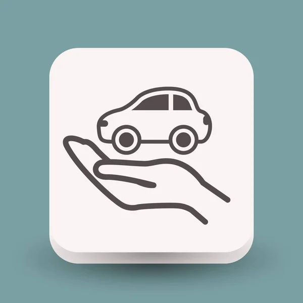 Pictograph van auto in hand — Stockvector