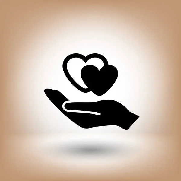 Pittogramma del cuore in mano — Vettoriale Stock