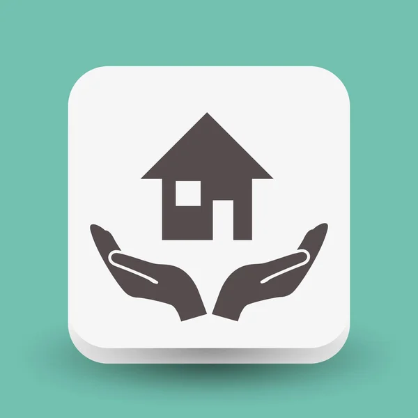 Icône de la maison dans les mains — Image vectorielle