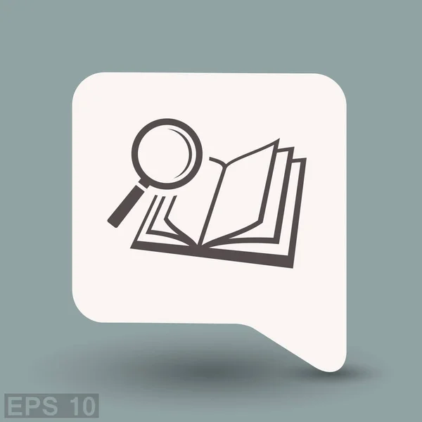 Pictograph of book and magnifier glass — Stock Vector